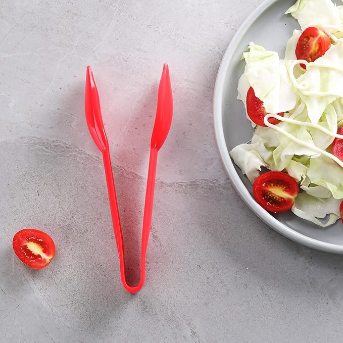 Serving Tongs, Red Food-Safe Polycarbonate, 6 x 6 Inch