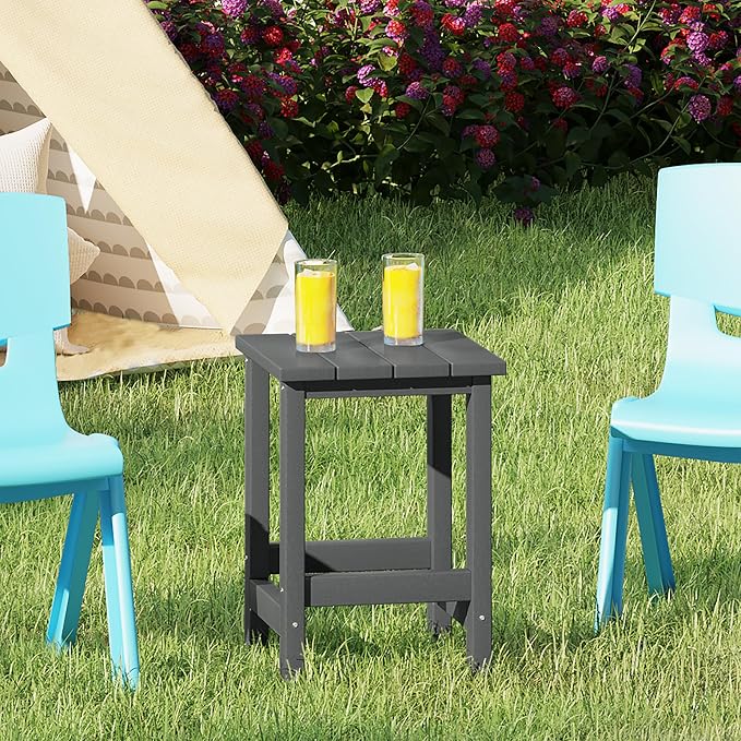 Costaelm Kids Outdoor Side Table, Small Patio HDPE Adirondack Square Table - Image 2