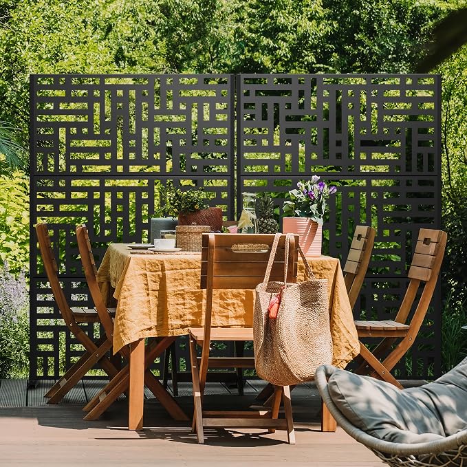 Metal Privacy Screen 72" H47 W, Freestanding Decorative Outdoor Panel - Image 6
