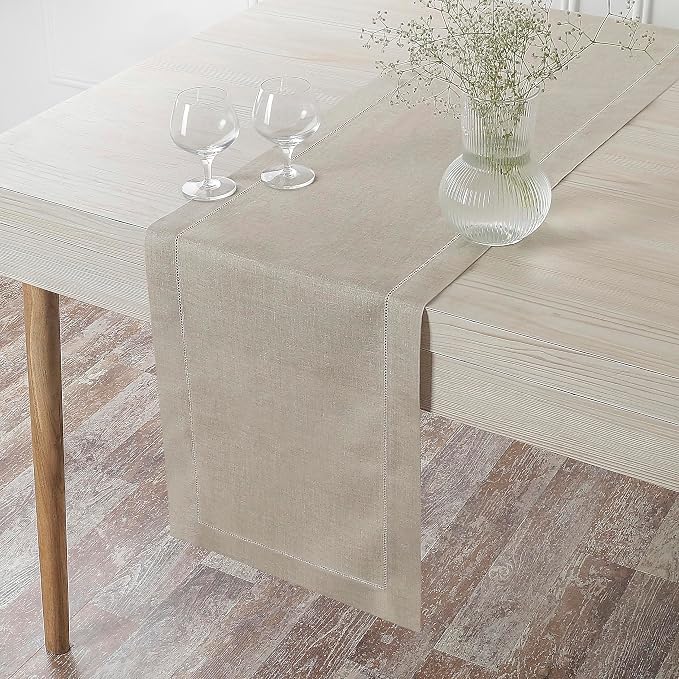 D'Moksha Homes Linen Natural Table Runner 132 Inches Long - Image 5