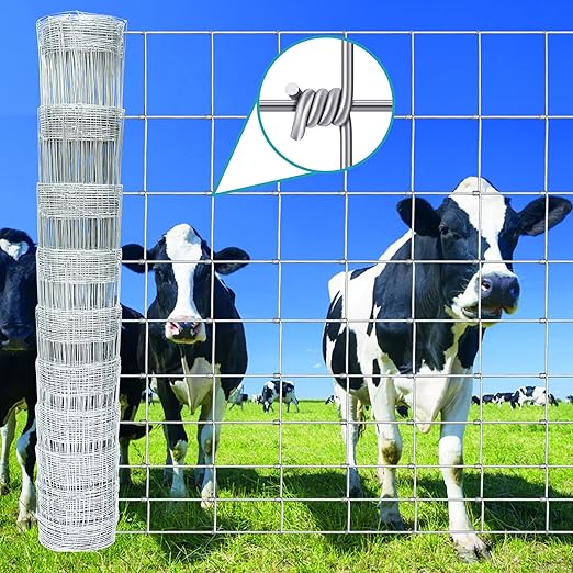 Farm Fence 4ft. x 33ft Galvanized Field Wire Fencing, Heavy Zinc Coating Cattle by YESON