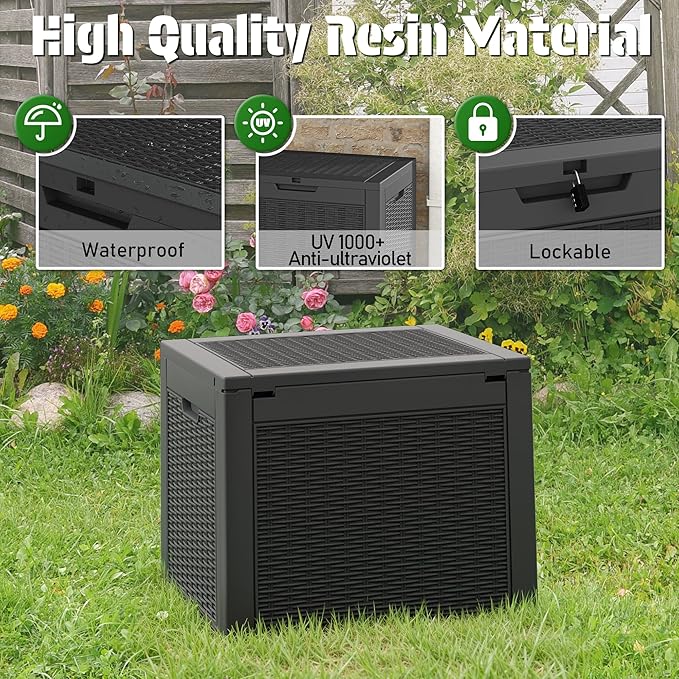 KAMABOKO 31 Gallon Outdoor Storage Box 2 Pack All-Weather Deck Box - Image 4