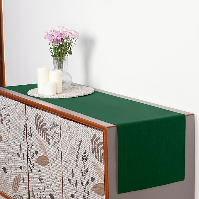 D'Moksha Homes Linen Forest Green Table Runner 120 Inches Long - Image 4