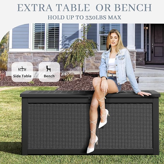 NUNU LAB 260 Gallon Outdoor Storage Box, Large Resin Deck Box - Image 3
