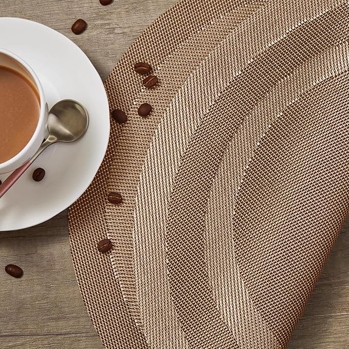 PIGCHCY Round Placemat Set of 8 Vinyl Washable Kitchen 15 inch Table Placemats - Image 5
