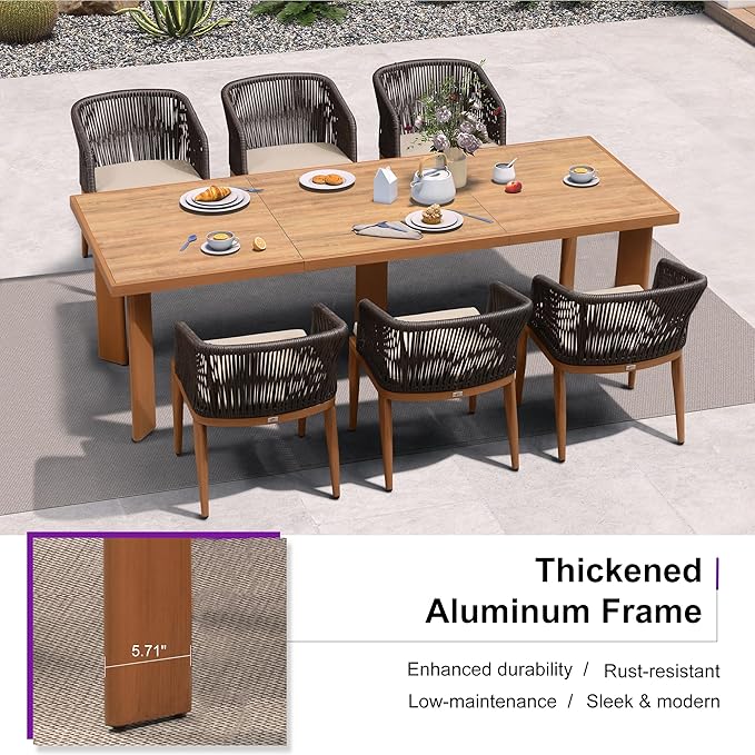 PURPLE LEAF 13 Pieces Outdoor Dining Set Patio Furniture Set Aluminum Rattan - Image 7