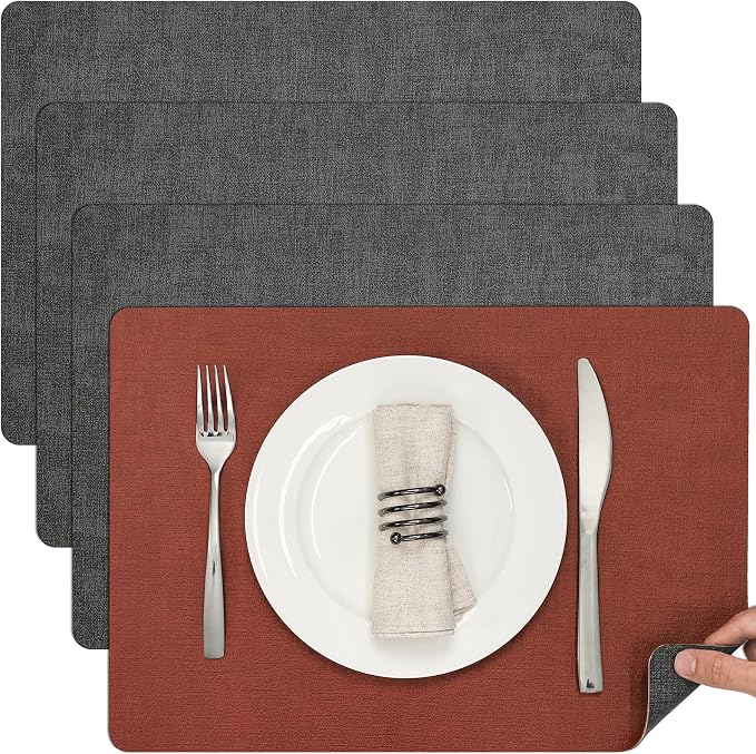 Myir JUN Dual Sided Faux Leather Placemats Set of 4 by MyirJUN