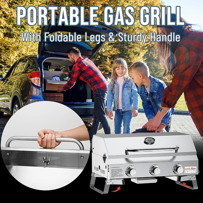 Tabletop Gas Grill 3 Burners, Portable Propane BBQ Grill - Image 9