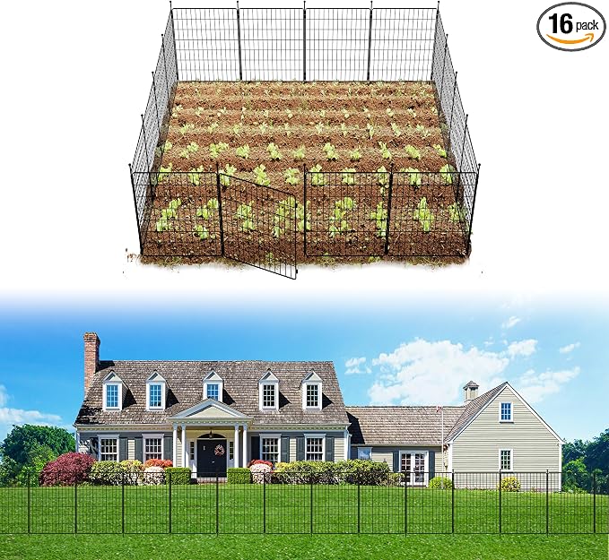 FXW Decorative Garden Fence for Yard - 32in x 31.5ft 16 Panels - Metal Fencing by FXW