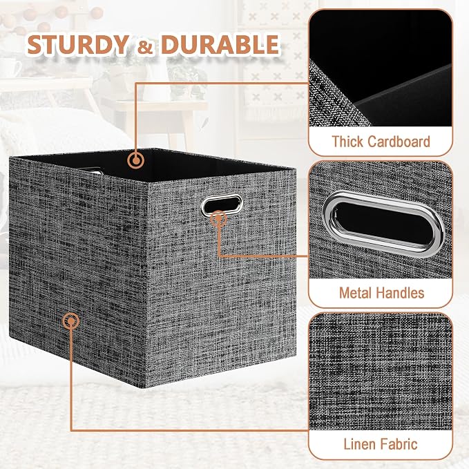 Posprica 13x15x13in Collapsible Storage Bins, Fabric Foldable Cube Storage Boxes - Image 5