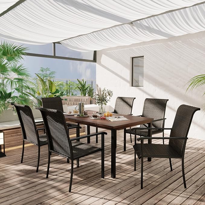 VICLLAX Outdoor Dining Table for 6, 63 Inch Rectangle Patio Dining Table for - Image 7