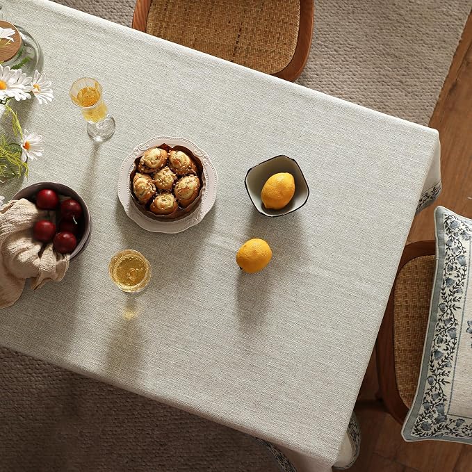 ISAENNE Designer Vintage Linen Elegant Small Square Tablecloth, Chinoiserie - Image 4