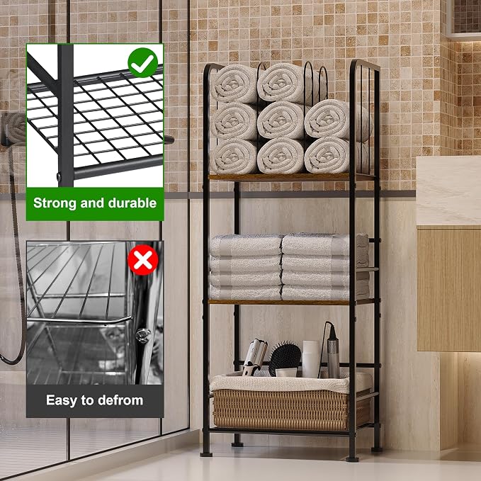 Towel Rack Free Standing 3-Tier M-Shaped Detachable Dividers, Durable Metal - Image 4