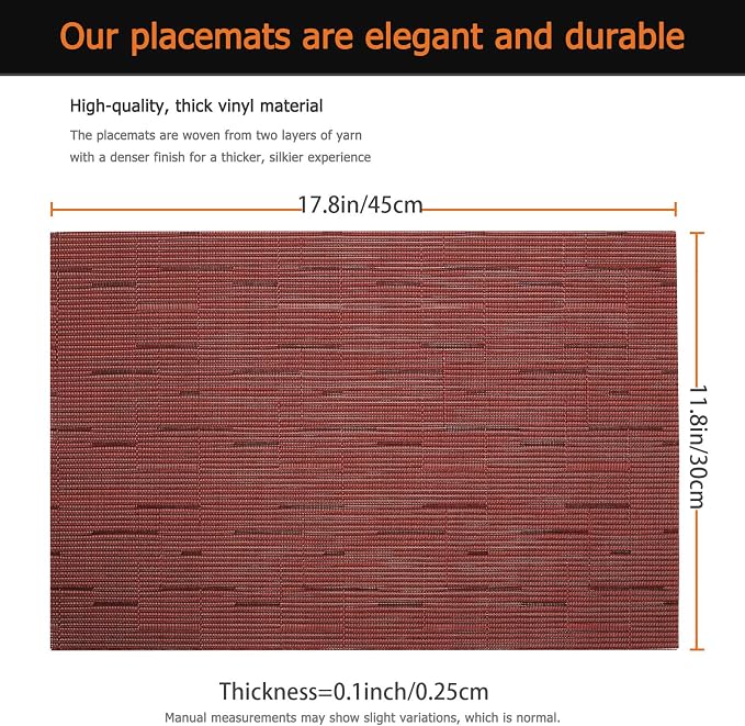 Placemats Set of 12 Washable&Wipeable Place mats - Image 3