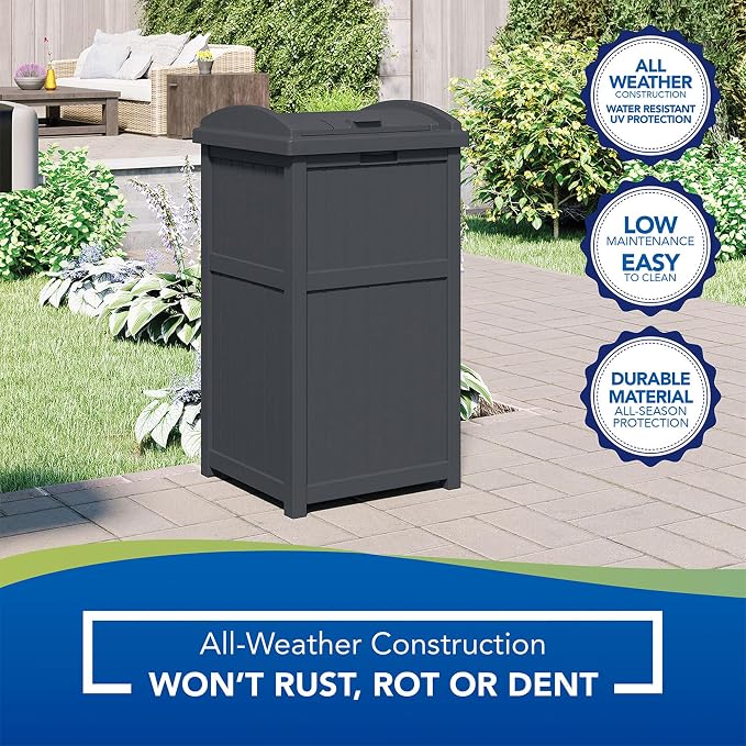 Suncast 4 Pack Outdoor Waste Bin Trash Hideaway Container - Image 7