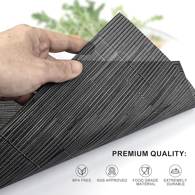 Table Mats Set of 8, Vinyl Table Place Mats Stain Resistant Foldable Placemats - Image 2