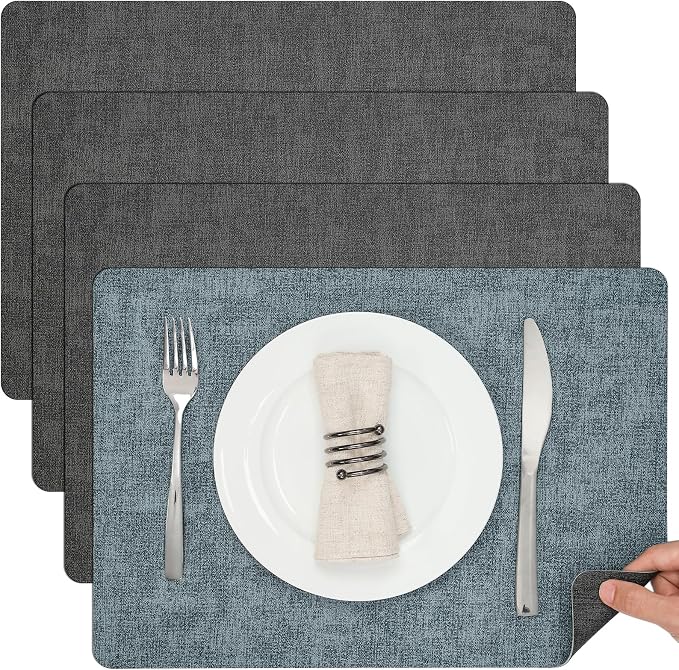 Myir JUN Dual Sided Faux Leather Placemats Set of 4 by MyirJUN