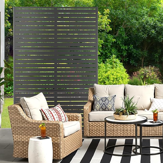 Metal Privacy Screen for Outdoor & Indoor Use, Free Standing Privacy Screen for - Image 7