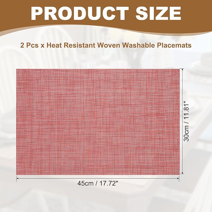 uxcell Faux Linen Placemats, 12x18 Inch Heat Resistant Place Mats Machine - Image 2