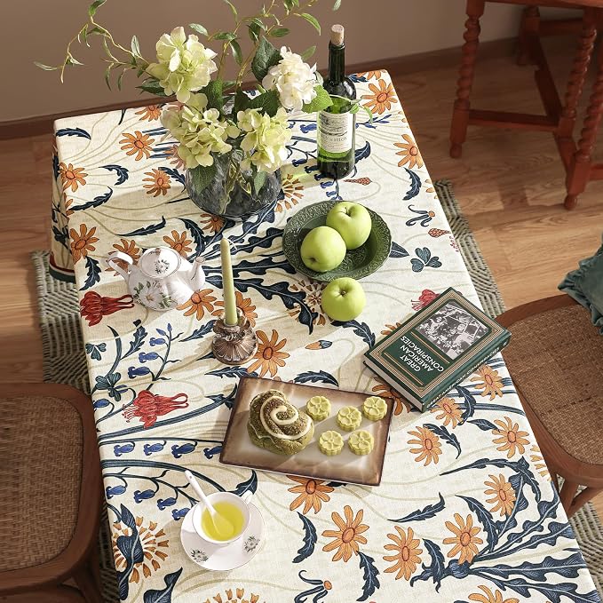 French Vintage Rectangular Tablecloth, Linen Tablecloth - Image 5