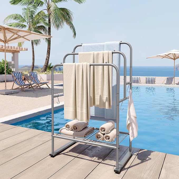 ELYKEN 40'' Tall Standing Towel Racks, 3 Tier Towel Drying Rack Outdoor - Image 6