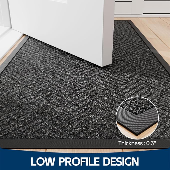 Front Door Mat Outside Entrance, Trap Dirt Outdoor Doormat Low Profile - Image 6