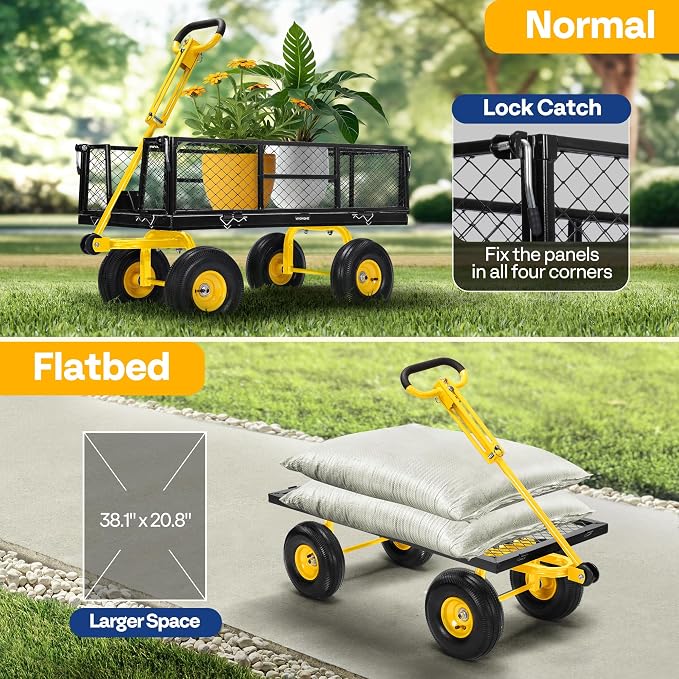 VIVOHOME Garden Cart Steel Heavy Duty 900 LBS Yard and Garden Wagon - Image 3