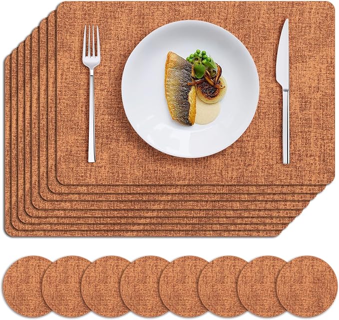 MOSAYT Placemats Set of 8, Heat Resistant Vinyl Place Mats by MOSAYT