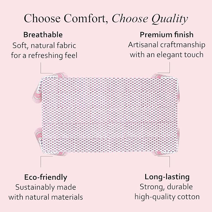 CPC Cotton Tablecloth 80x120 Inch Rectangle Indian Block Print Tablecloth- Pink - Image 6