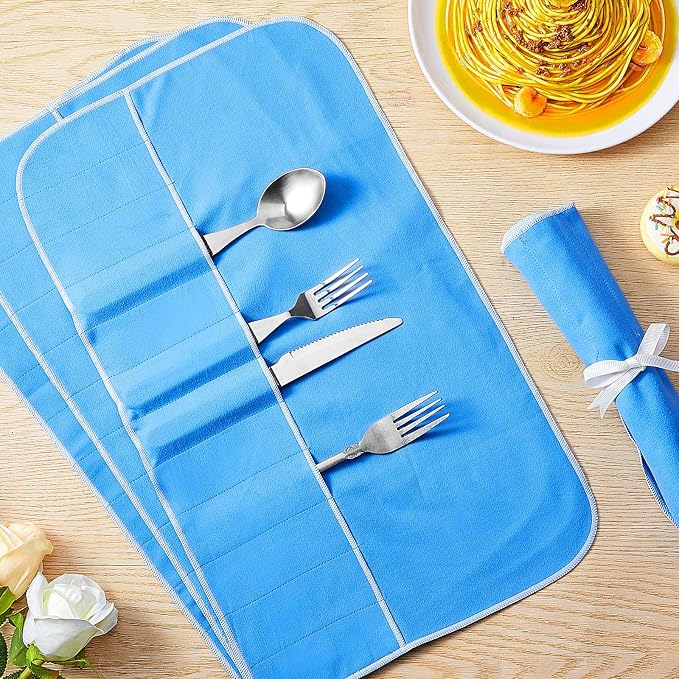 Saintrygo 6 Pieces Anti Tarnish Silver Storage Bags silverware Blue Holder - Image 7