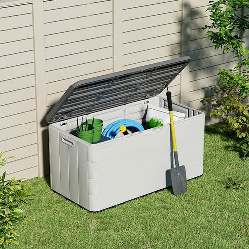 100 Gallon Plus Resin Deck Box, Waterproof Outdoor Storage Box - Image 2