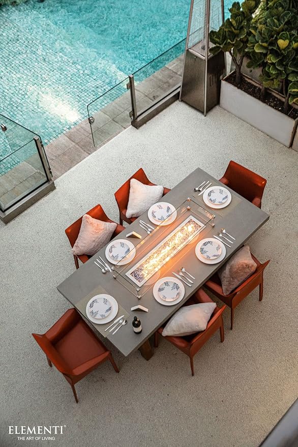 Elementi | Sonoma Gas Fire Pit Cast Concrete Rectangular Dining Fire Table - Image 3