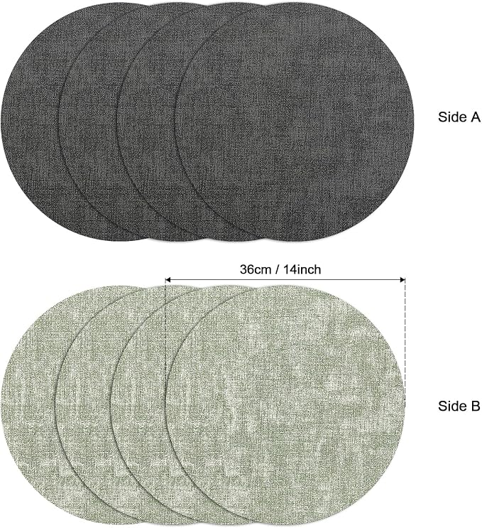 Myir JUN Round Placemats Dual Sided, Faux Leather Place Mats Set of 4 Indoor - Image 6
