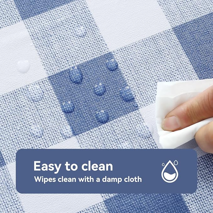 Romanstile Gingham Rectangle Plastic Tablecloth, 100% Waterproof Checkered PVC - Image 3
