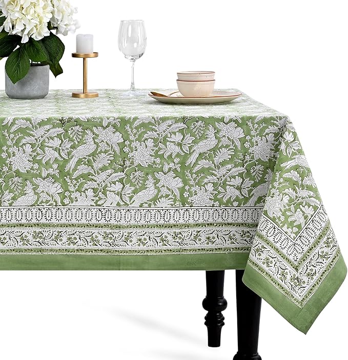 CPC Tablecloth 100% Cotton 60x60 Inch Indian Block Print Square Table Cover by COTTONPRINTCLUB