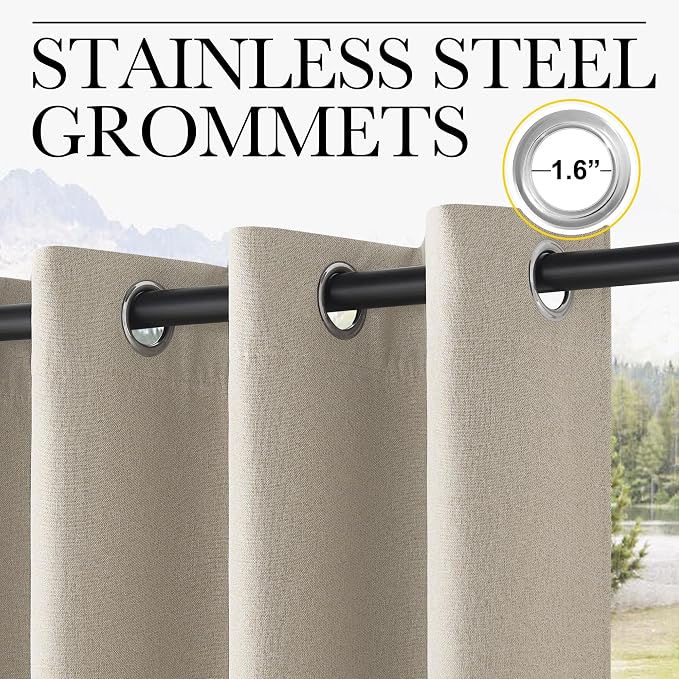 NICETOWN 100% Blackout Outdoor Curtains - Image 3