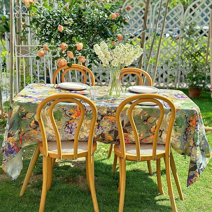 Spring Summer Rectangle Tablecloth, Activated Print Floral Waterproof Table - Image 3