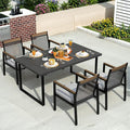 5-Piece Patio Dining Table and Chair Sets, Outdoor Metal Dining Furniture Set by Makeyourlifebetter