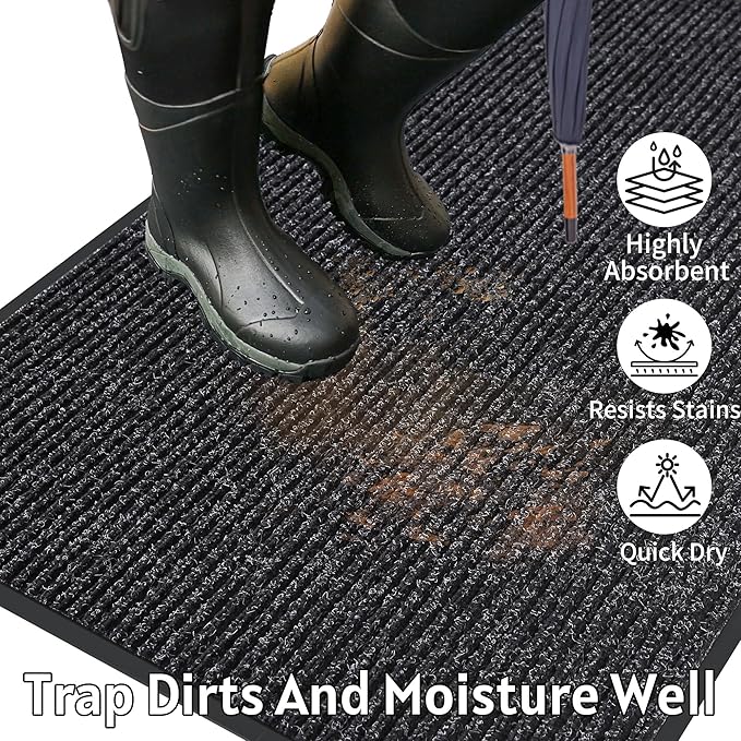 Front Door Mat Indoor Outdoor Entrance, Non-Slip Absorbent Entryway Mat - Image 2