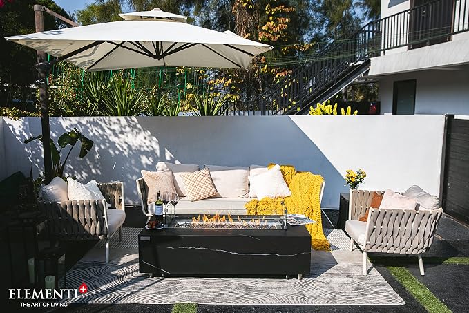 Elementi+ | Bundle Varna Gas Fire Pit | Marble Porcelain & Metal Frame | 60" - Image 5