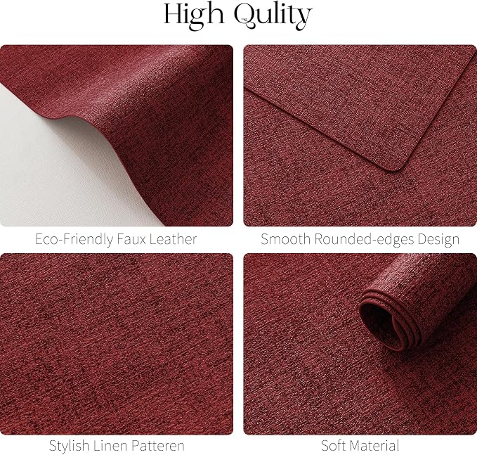 MOSAYT Faux Leather Placemats Set of 12, Heat Resistant Vinyl Place Mats - Image 5