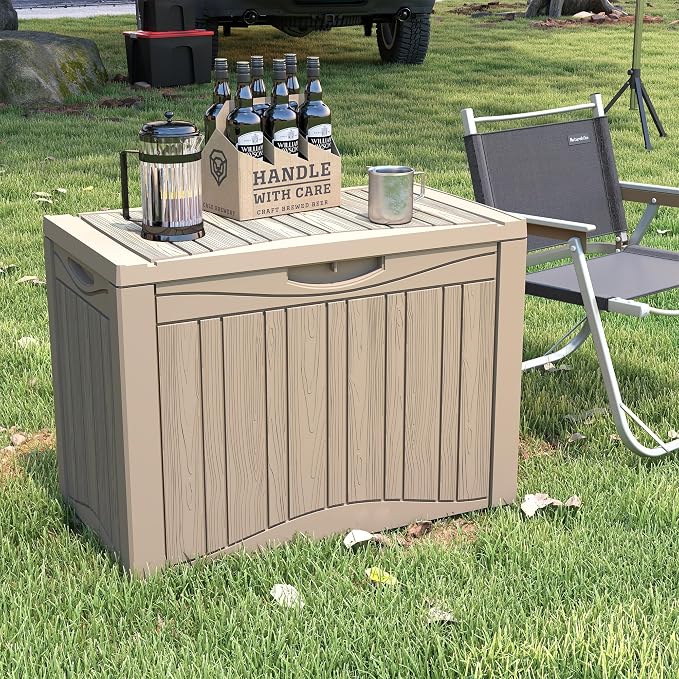 50 Gallon Plus Resin Deck Box, Waterproof Outdoor Storage Box - Image 2