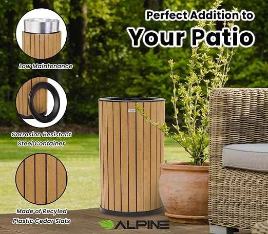 Alpine 32 Gallon Commercial Outdoor Trash Can - Image 6