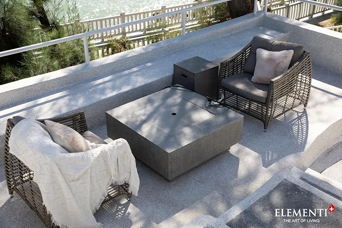 Elementi+ | Bundle Victoria Gas Fire Pit Cast Concrete 40" Square Fire Table - Image 4