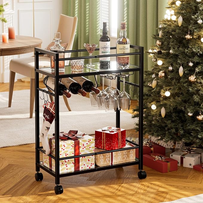 Bar Cart with Wine Rack, Serving Cart - Image 5