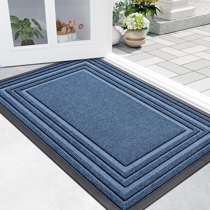 Buganda Front Door Mat Indoor Outdoor Entrance, Non-Slip Natural Rubber Doormats by Buganda