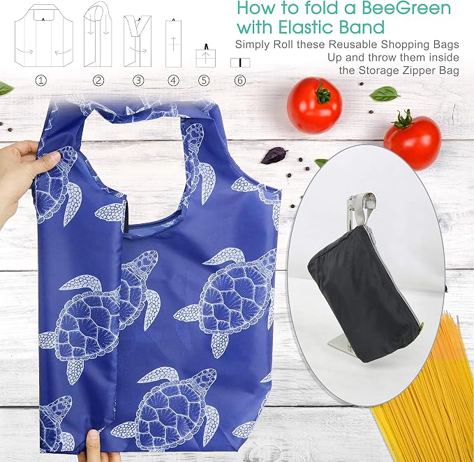 BeeGreen Animal Reusable Shopping Bags Grocery Totes 10 Pack - Image 3