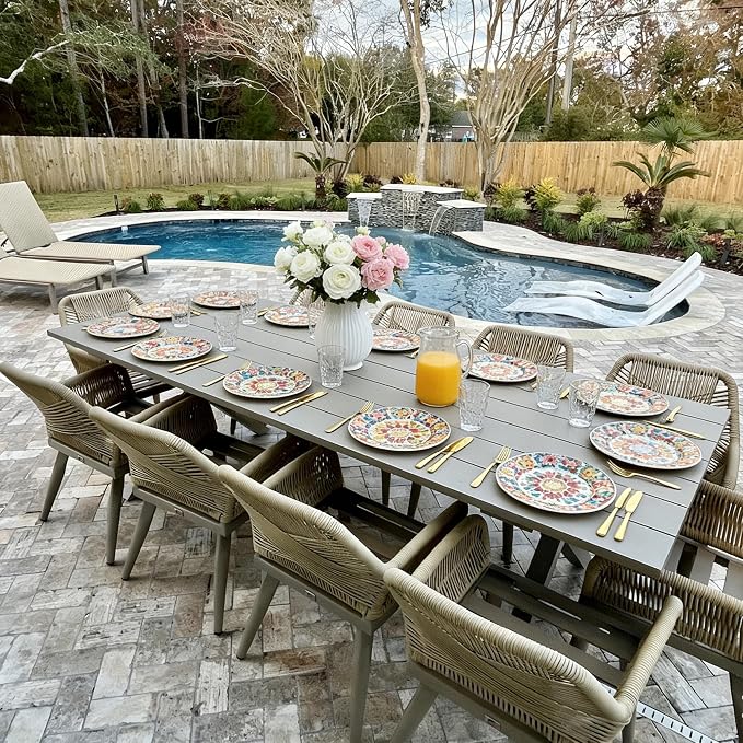 PURPLE LEAF 11 Pieces Outdoor Dining Set All-Weather PE Rattan Outdoor Patio - Image 2
