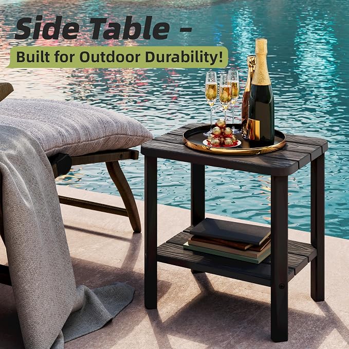 Adirondack Square Outdoor Side Table Set of 2, 2-Tier Small Outdoor Table - Image 8