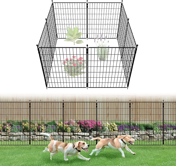 FXW Decorative Garden Fence for Yard - 32in x 15.7ft 8 Panels - Metal Fencing by FXW